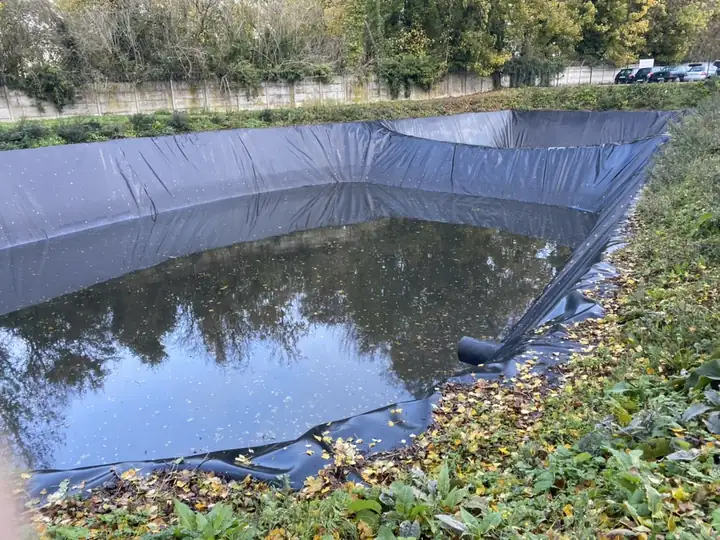Bassin à deux bacs terminé, étanche et mis en eau